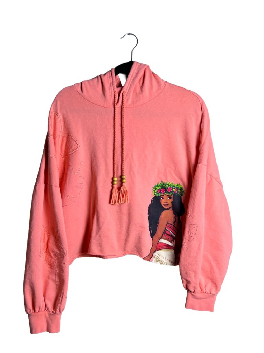 Disney Moana Cropped Hoodie Pink Boho Streetwear XL